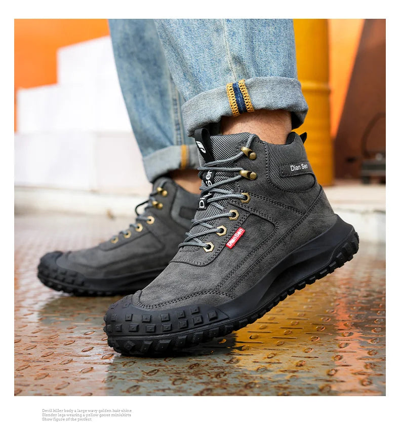 Men's Safety Work Boots Steel Toe Anti-smash Safety Shoes Wear-resisting Anti-Puncture Sole Fashionable Boots Forging Workshop