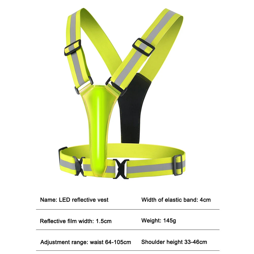 LED Reflective Running Vest Adjustable Elastic Flashing LED High Visibility Reflective Vest Cycling Security Vest for Running an