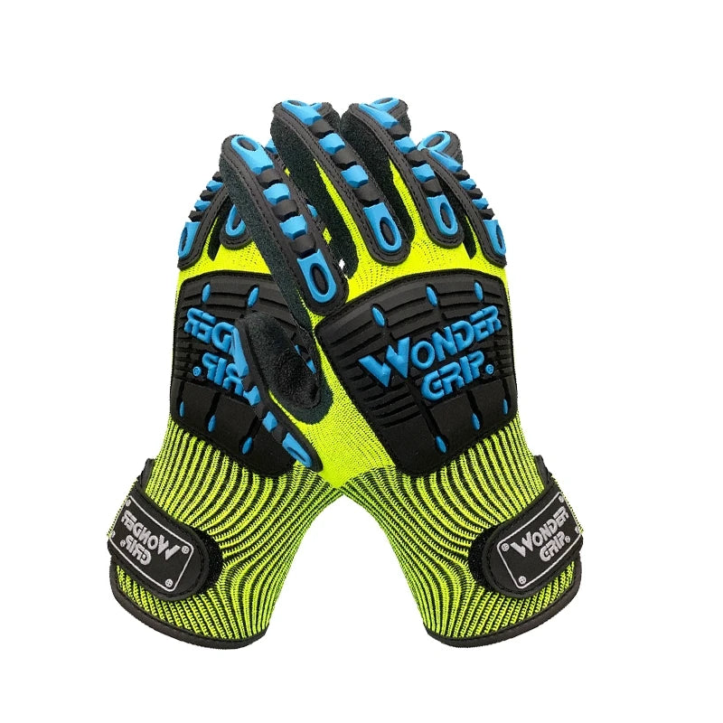 Wonder Grip Anti-Impact & Vibration Safety Work Gloves with PVC Knuckle & Fingers EVA & Nitrile Palm Coating Polyester Lining