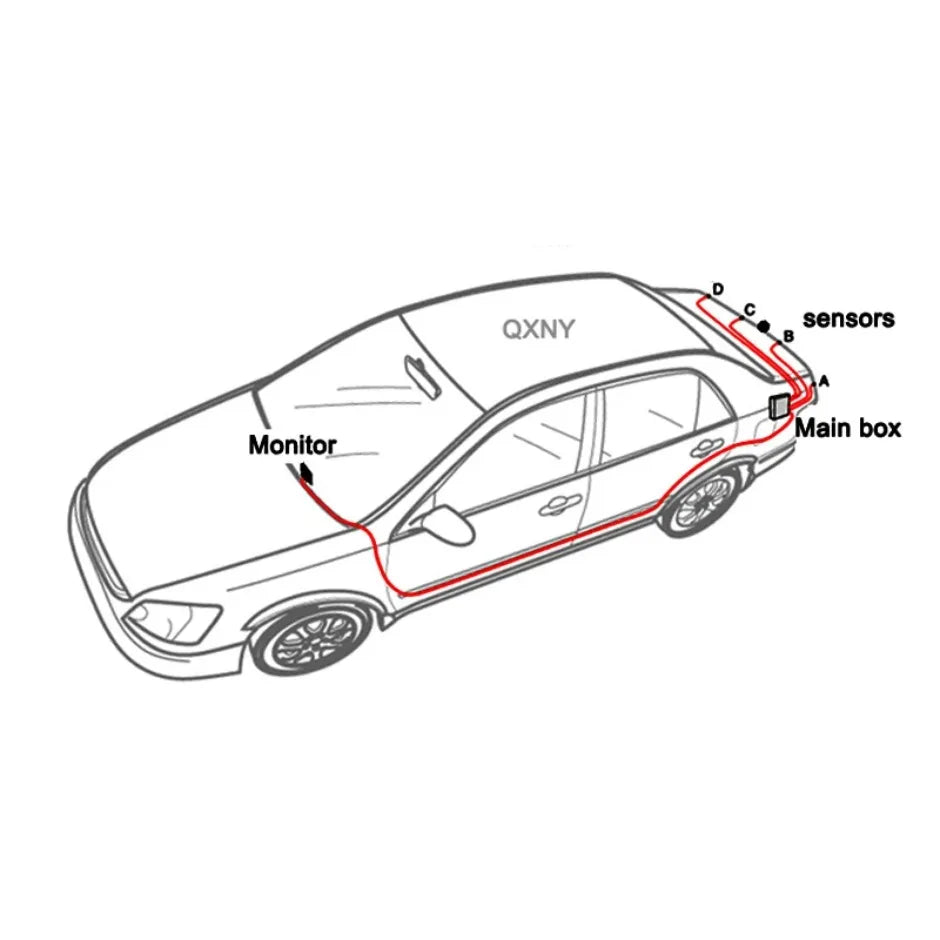 4 Parking Sensors System Backup Radar Reverse  for Car  Auto Vehicle Garage Parktronic Kit Distance Detection Buzzer Warn