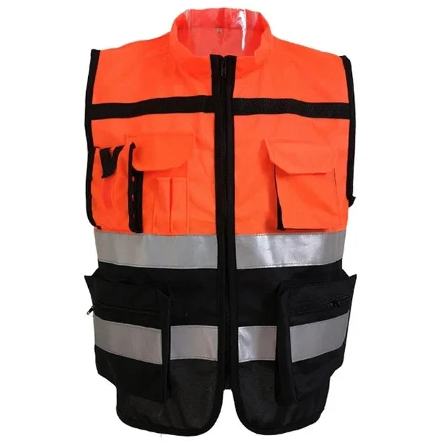 Custom Logo Safety Vest Hi Vis Vest Multi Pocket Construction Workwera ANSI Class 2 Standard Safety Volunteer Uniform