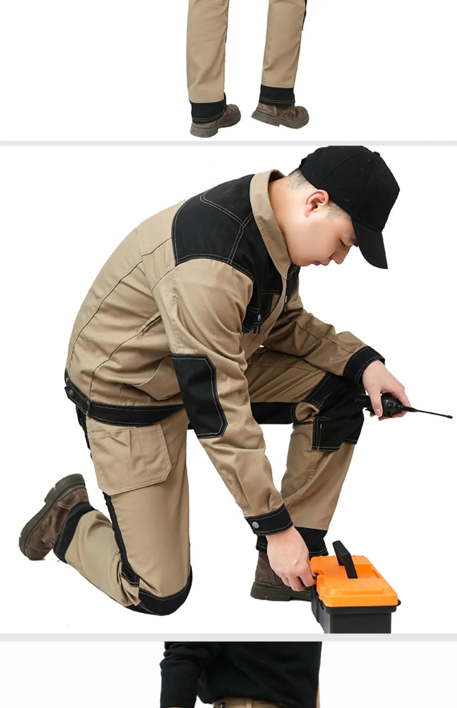 Cotton Working Pants Men Workwear Multi Pockets Cargo Pants Work Trousers Men with Knee Pads Workers Electrician Pants