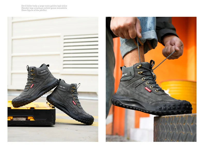 Men's Safety Work Boots Steel Toe Anti-smash Safety Shoes Wear-resisting Anti-Puncture Sole Fashionable Boots Forging Workshop