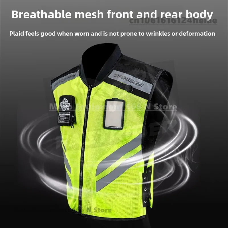 Motorcycle Safety Riding Suit Reflective Vest Motorcycle Cooling Vest Motorcycle Travel Night Fluorescent Breathable Biker Vest