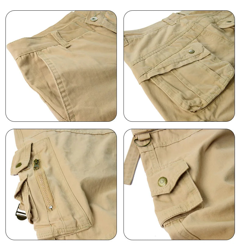 Men's Cargo Pants 100% Cotton Multi-Pocket Work Pants Loose Sports Solid Color Trousers for Men Windproof Wear Resistant Pant