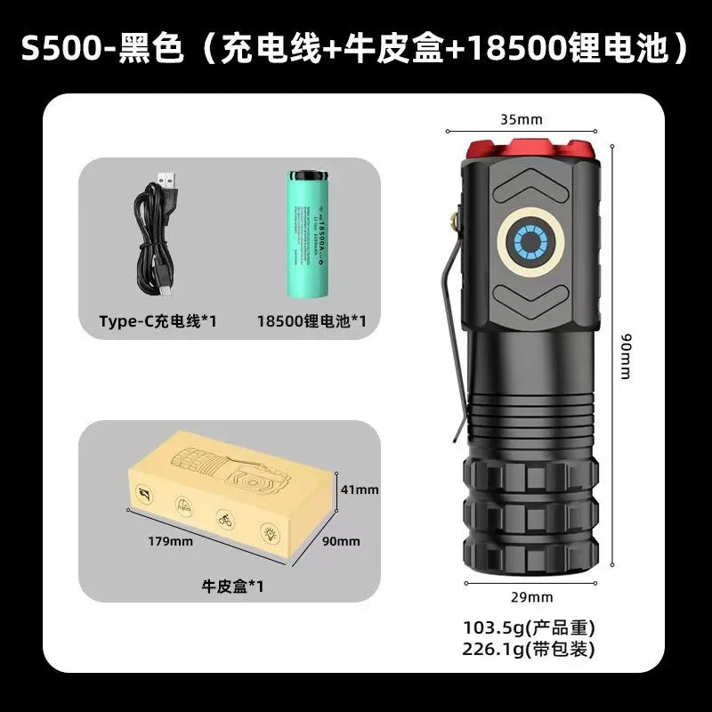 LED Strong Light Flashlight Rechargeable Multi functional For Long Range Portable Outdoor Home Mini Flashlight Cap Clip Light