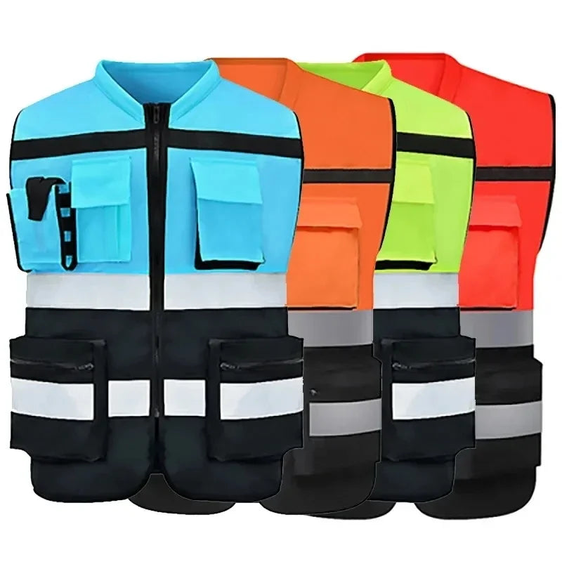 Custom Logo Safety Vest Hi Vis Vest Multi Pocket Construction Workwera ANSI Class 2 Standard Safety Volunteer Uniform
