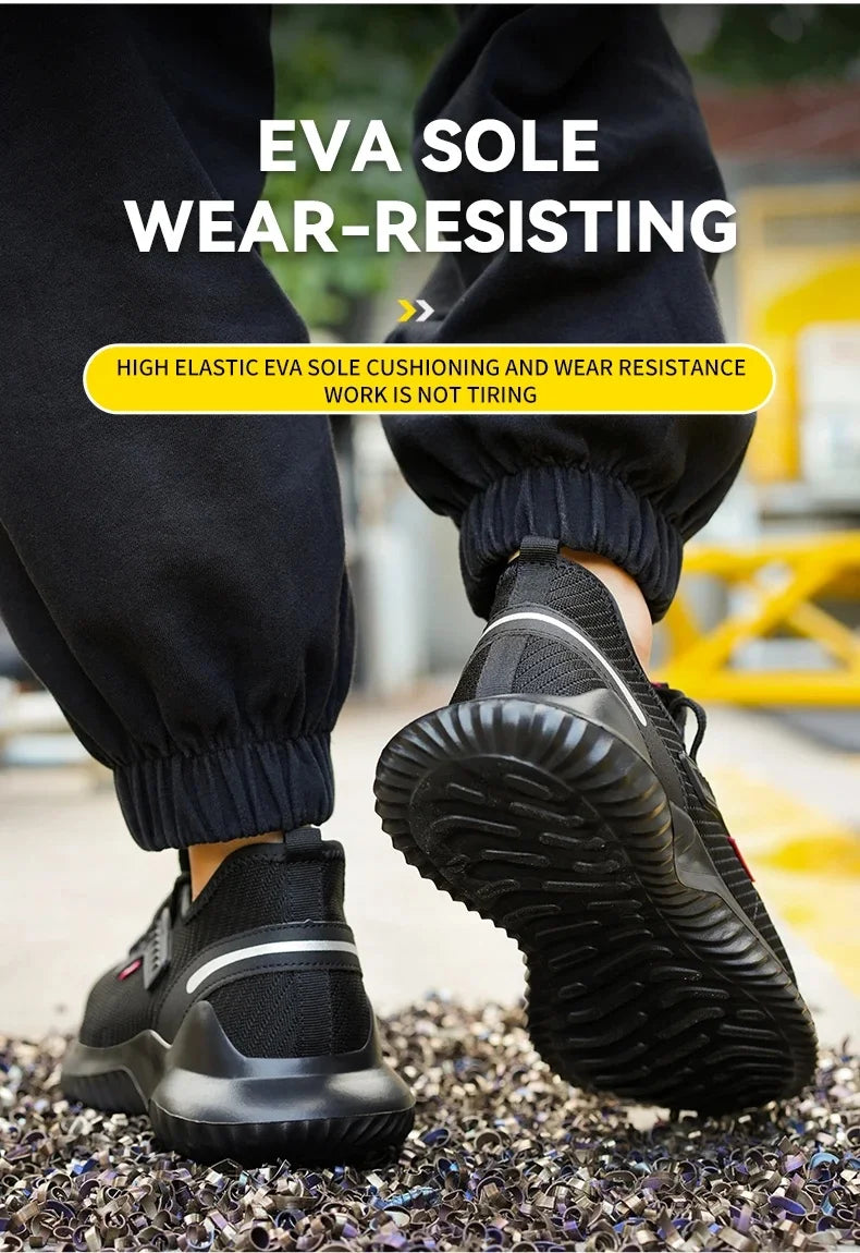 Men's Steel Toe Safety Boots Anti Smashing Work Shoes Safety Shoes Men's Work Anti Smashing Anti Slip Protection Safety Shoes