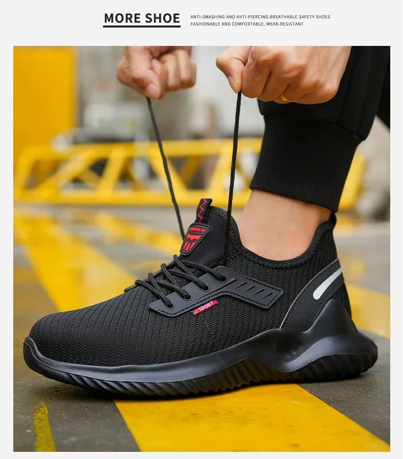 Men's Steel Toe Safety Boots Anti Smashing Work Shoes Safety Shoes Men's Work Anti Smashing Anti Slip Protection Safety Shoes