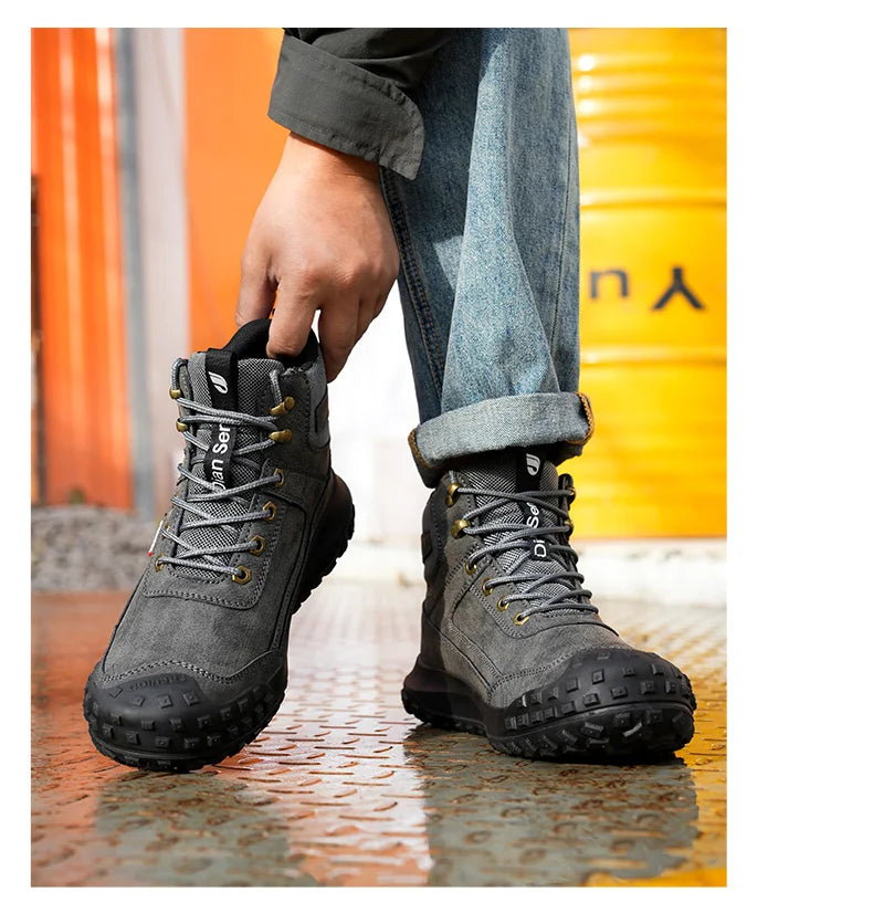 Men's Safety Work Boots Steel Toe Anti-smash Safety Shoes Wear-resisting Anti-Puncture Sole Fashionable Boots Forging Workshop