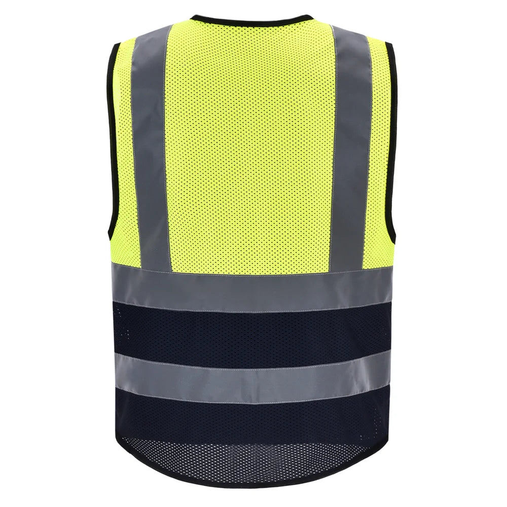 AYKRM High Visibility Reflective Vest  Safety Zip Pocket Hi Viz Security Waistcoats Multi Customized Logo Construction
