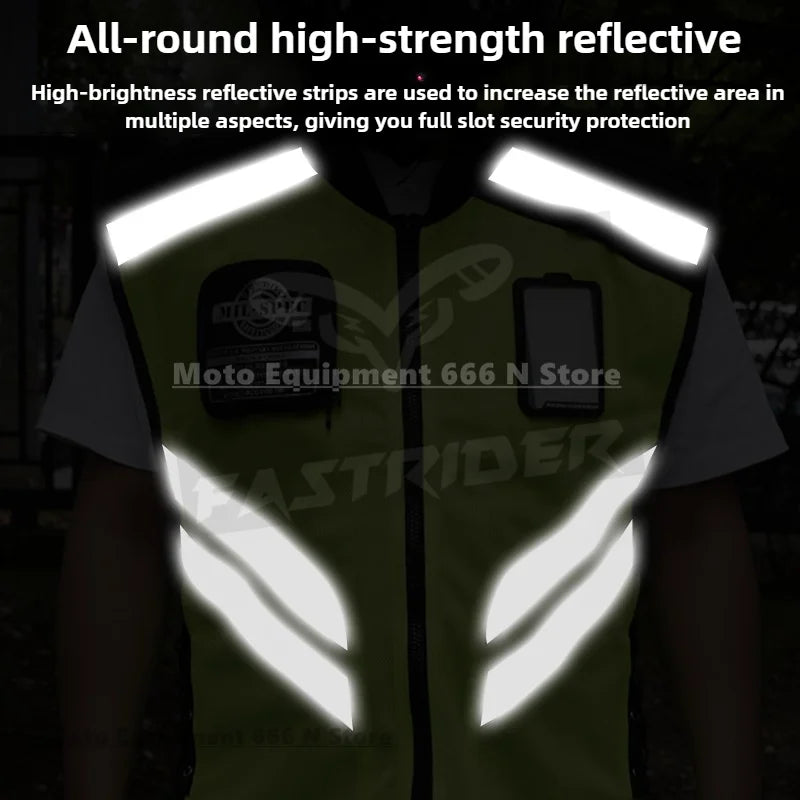 Motorcycle Safety Riding Suit Reflective Vest Motorcycle Cooling Vest Motorcycle Travel Night Fluorescent Breathable Biker Vest