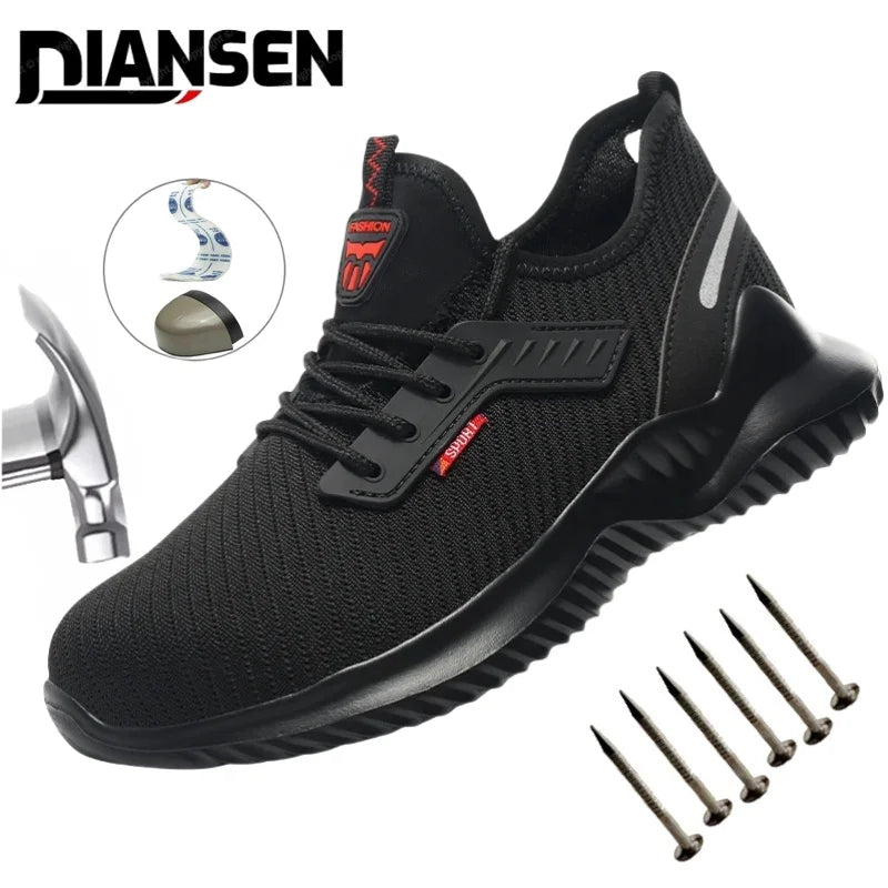 Men's Steel Toe Safety Boots Anti Smashing Work Shoes Safety Shoes Men's Work Anti Smashing Anti Slip Protection Safety Shoes