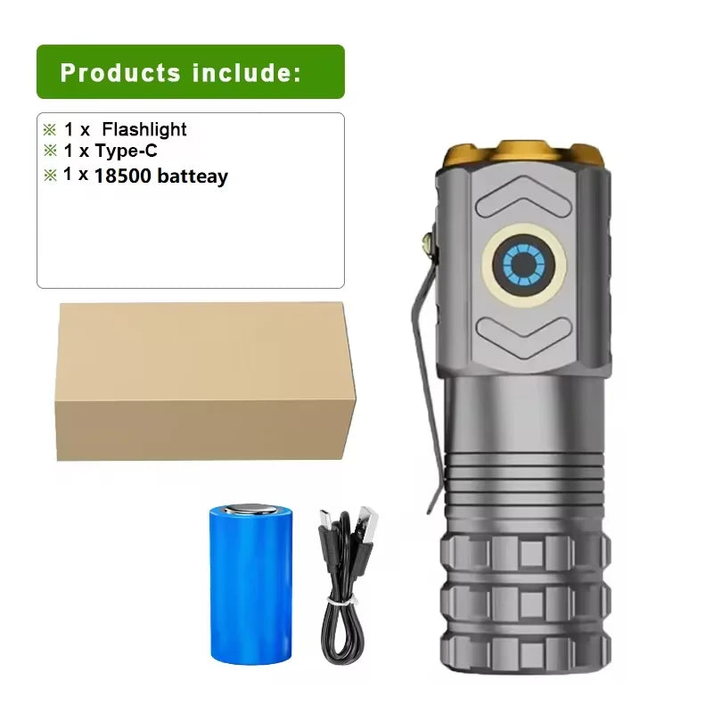 LED Strong Light Flashlight Rechargeable Multi functional For Long Range Portable Outdoor Home Mini Flashlight Cap Clip Light