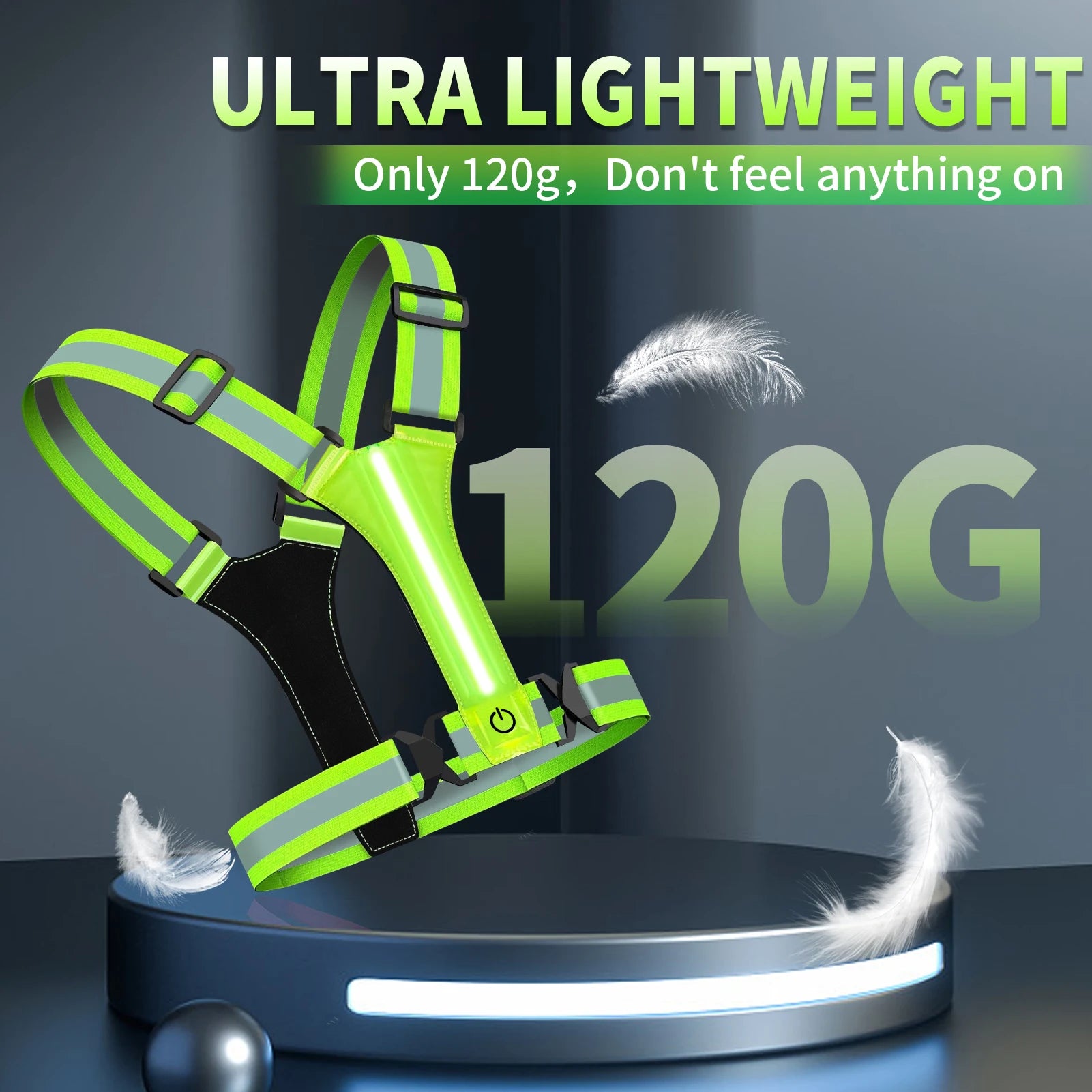 LED Reflective Vest Running Gear USB Rechargeable LED Light Up Vest High Visibility Running Lights for Jogging Running Walking
