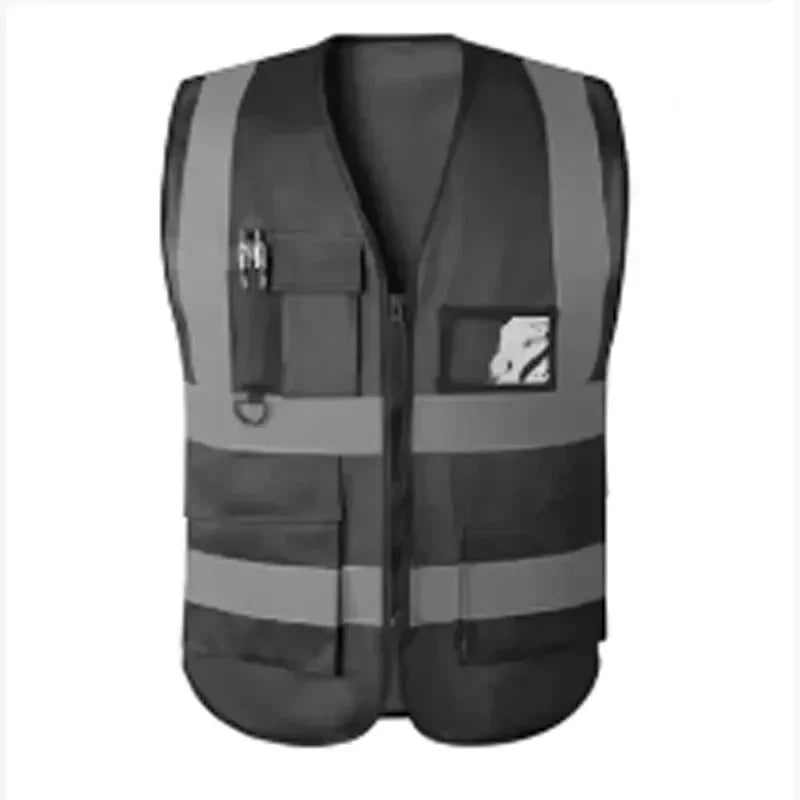 HACHANLUN Black Reflective Vest Vest Reflective Vest Traffic Riding Vest Overalls Multi-pocket Zipper