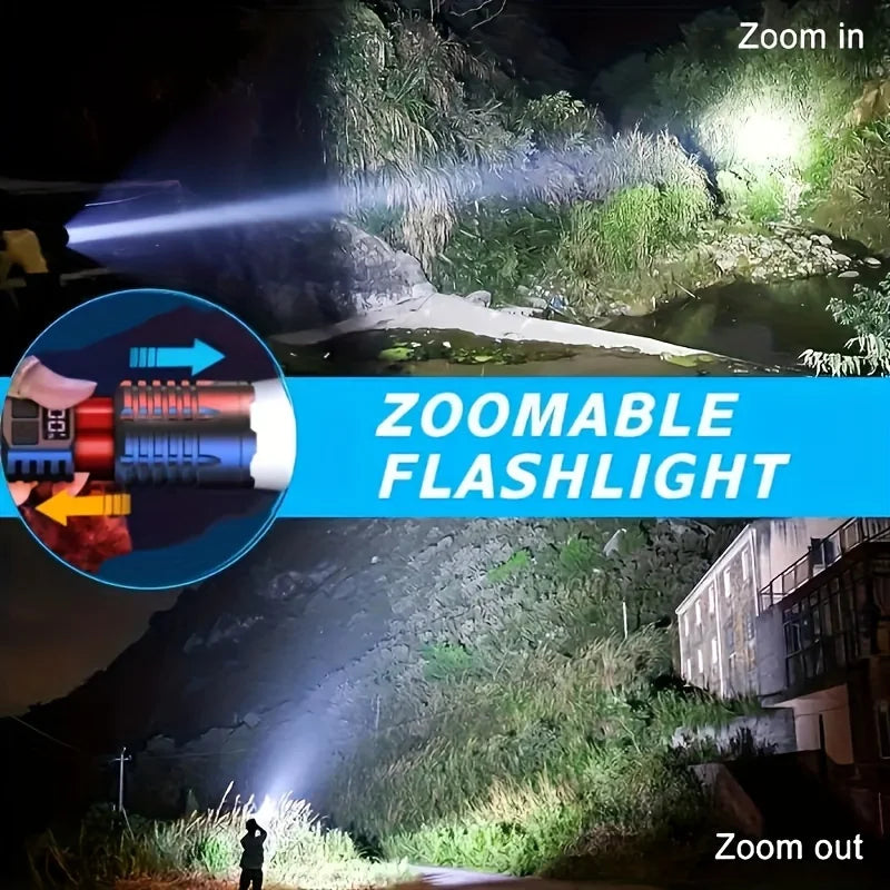 High Power Rechargeable Led Flashlight Very Strong Led Flashlight With Built-in Battery Torch For Fishing Hunting Camping Lanter