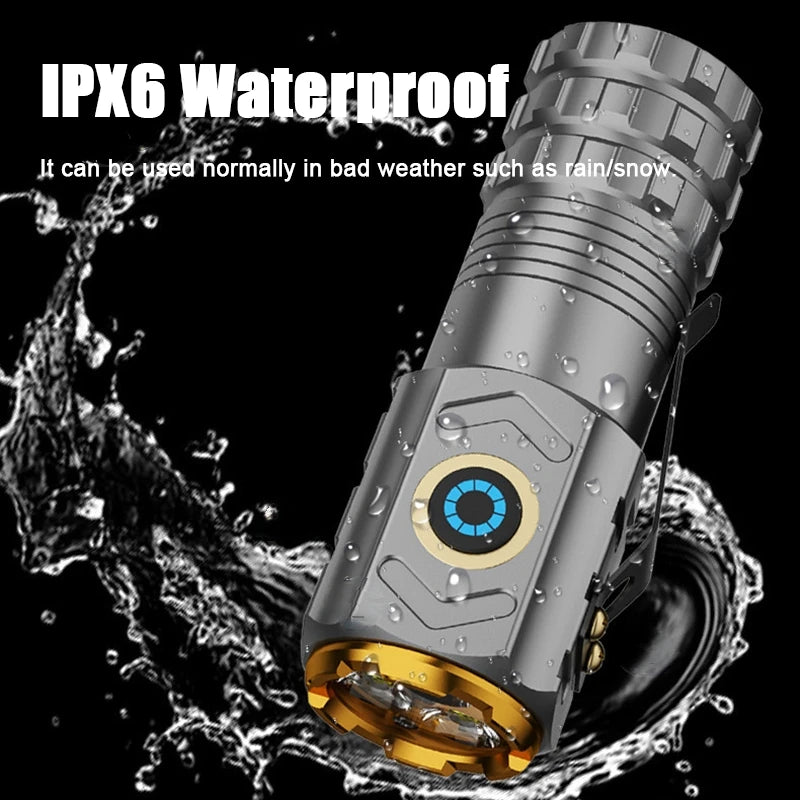 LED Strong Light Flashlight Rechargeable Multi functional For Long Range Portable Outdoor Home Mini Flashlight Cap Clip Light