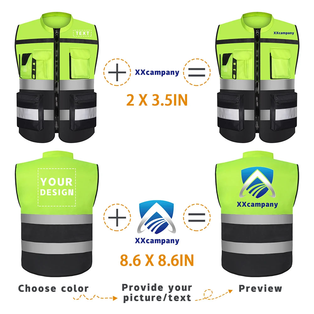 Safety Vest Custom LOGO TEXT High Visibility Working Clothes Construction Work Uniform Engineer Safety Vest