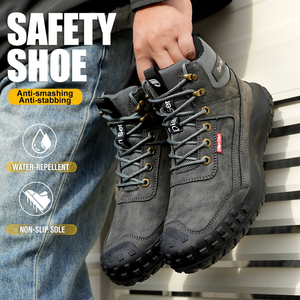 Men's Safety Work Boots Steel Toe Anti-smash Safety Shoes Wear-resisting Anti-Puncture Sole Fashionable Boots Forging Workshop