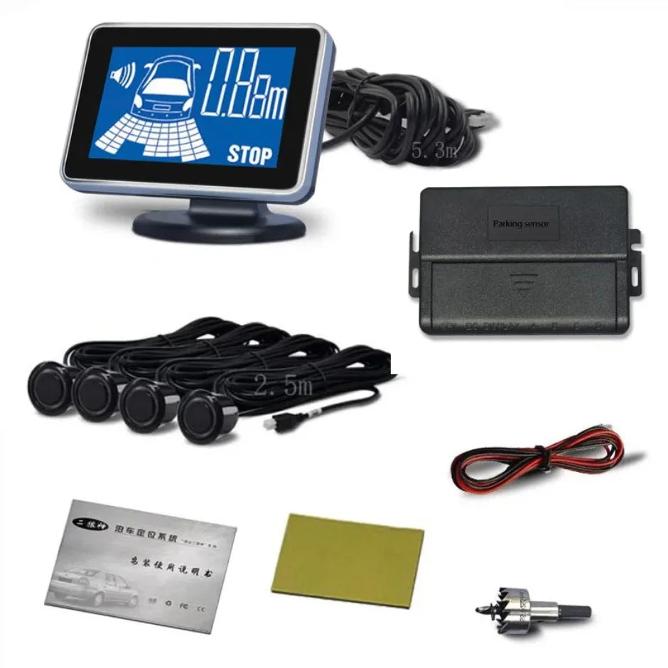 4 Parking Sensors System Backup Radar Reverse  for Car  Auto Vehicle Garage Parktronic Kit Distance Detection Buzzer Warn