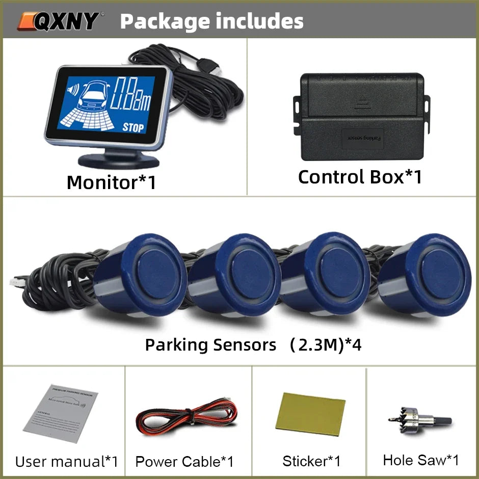 4 Parking Sensors System Backup Radar Reverse  for Car  Auto Vehicle Garage Parktronic Kit Distance Detection Buzzer Warn