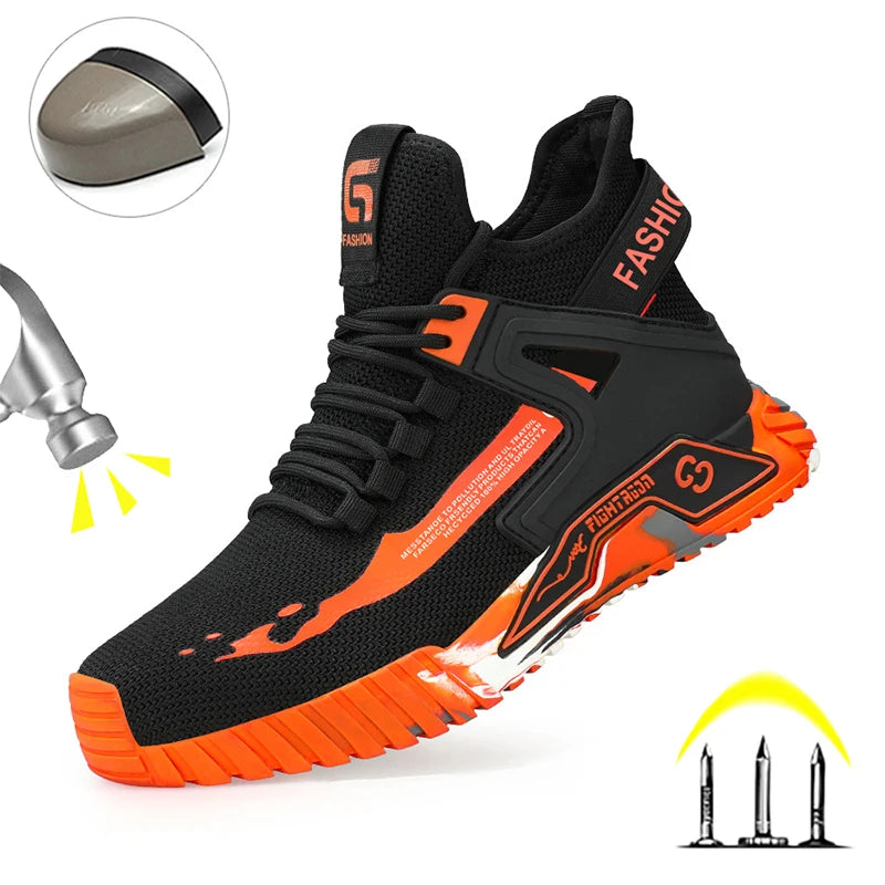 Steel Toe Work Shoes Woman Anti-Puncture Safety Shoes High top Safety Shoes Men Work Safety Boots Man Outdoor Security Boots