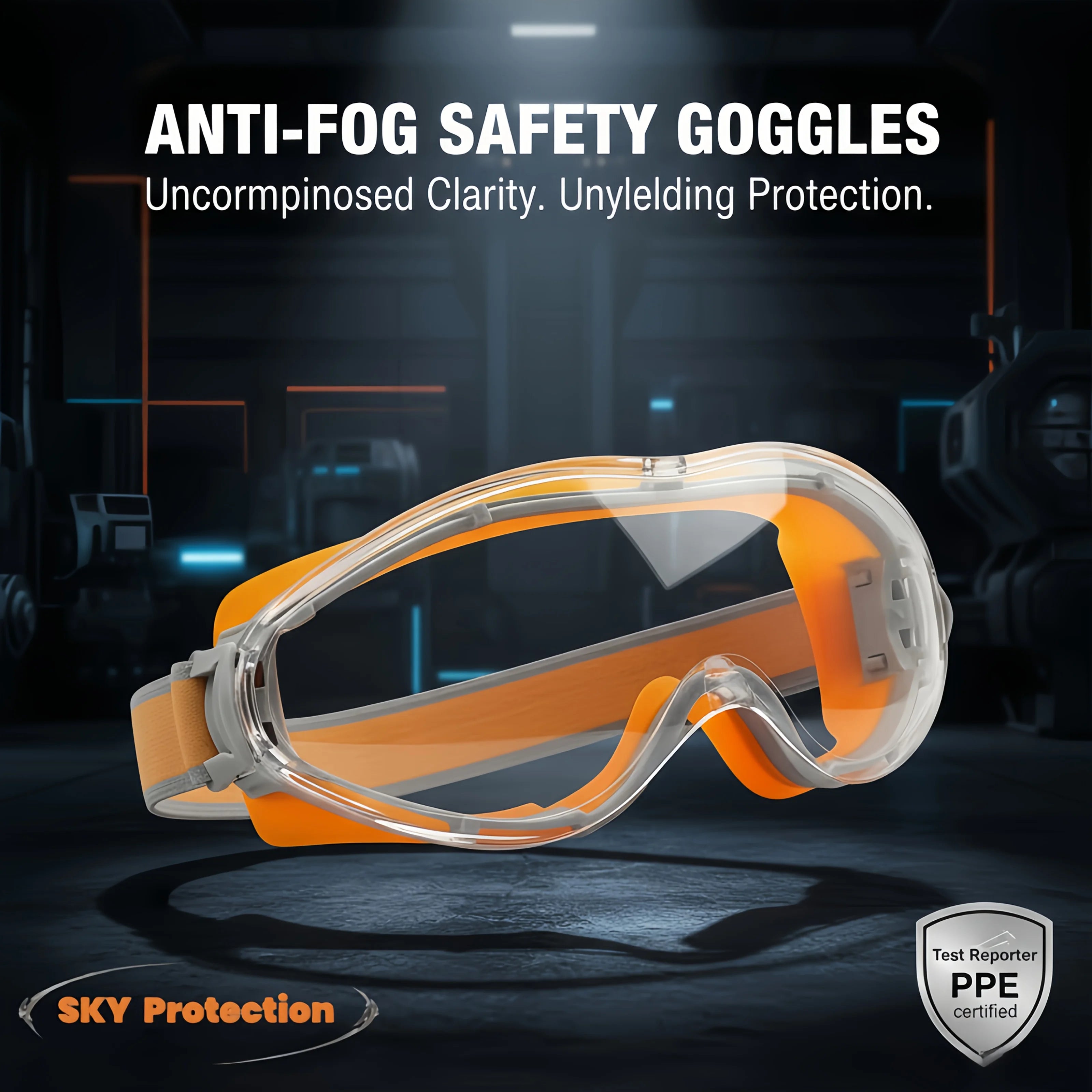 Safety Glasses Anti Fog Protective Eyewear, Splash Proof Dust Proof Windproof Goggles  for Work Lab Industrial, Clear Lens Silic