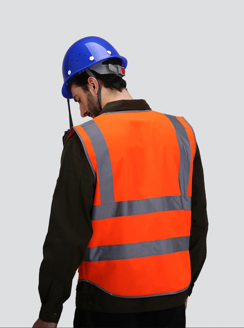 High Visibility Reflective Safety Vest Zipper Front Vest With Reflective Strips Construction Workwear Safety Reflective Vest