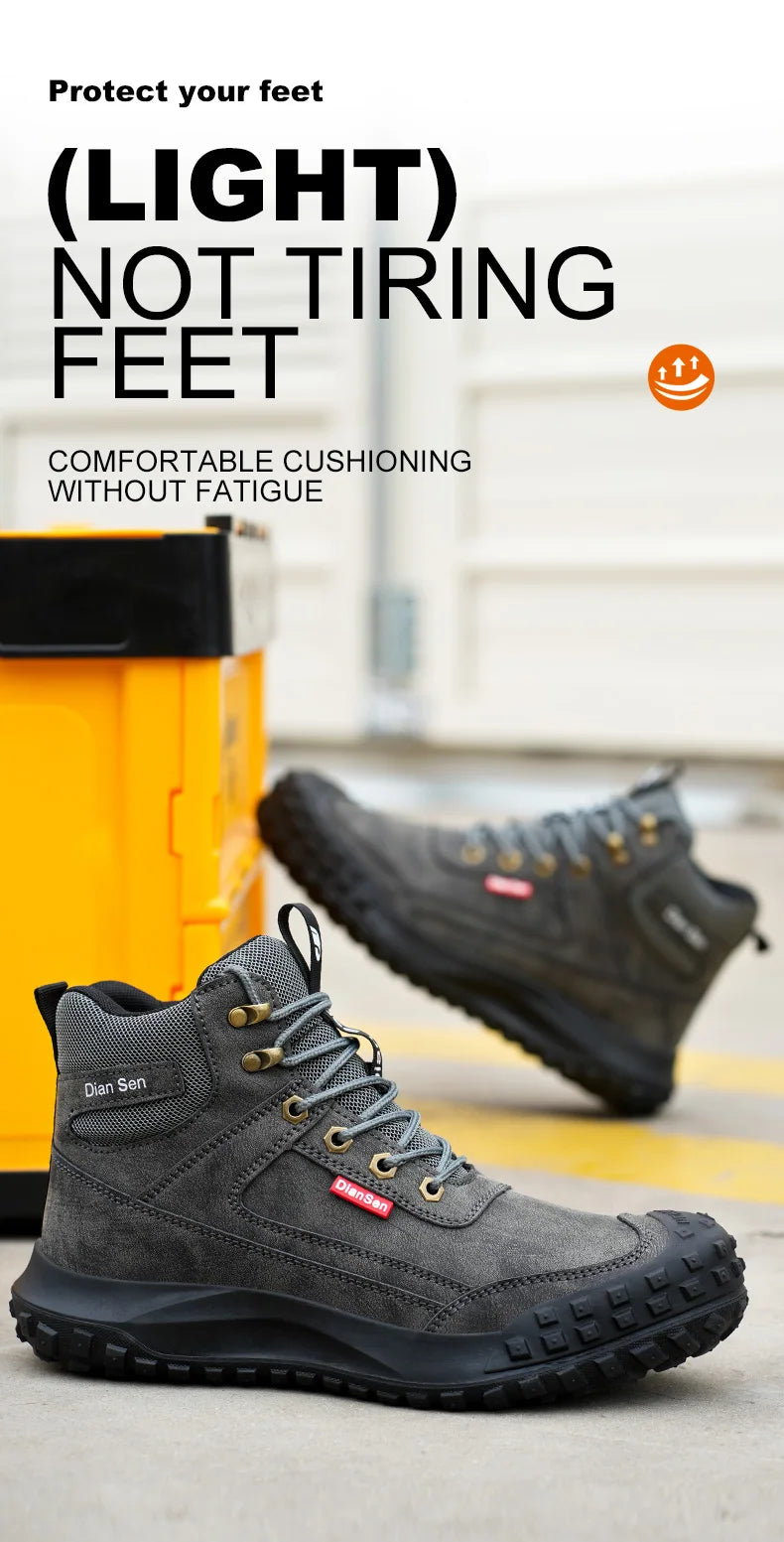 Men's Safety Work Boots Steel Toe Anti-smash Safety Shoes Wear-resisting Anti-Puncture Sole Fashionable Boots Forging Workshop