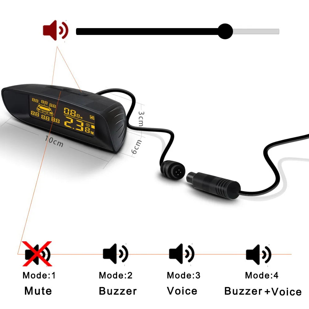 Vehicle Car 8 Parking Sensors System Reverse Backup Radar Front and Rear Assistant Kit Parktronic Auto Distance Detection Beep