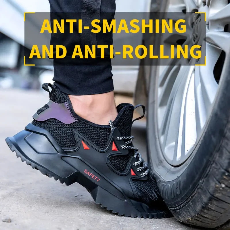 Men's Work Safety Shoes Steel Toe Construction Boots Sneakers Breathable Lightweight Indestructible Industry Shoes Male Footwear