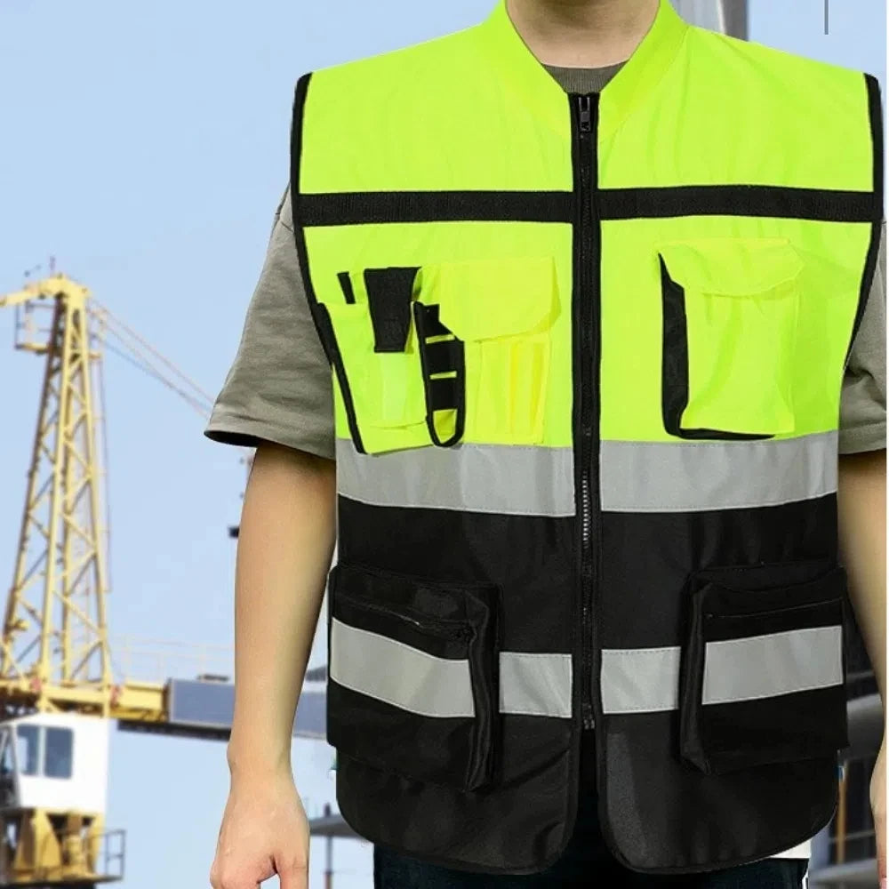 High Visibility Reflective Vest Warning One Size Outdoor Safety Clothing with Pocket Security Construction Clothes Sports