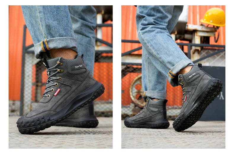 Men's Safety Work Boots Steel Toe Anti-smash Safety Shoes Wear-resisting Anti-Puncture Sole Fashionable Boots Forging Workshop