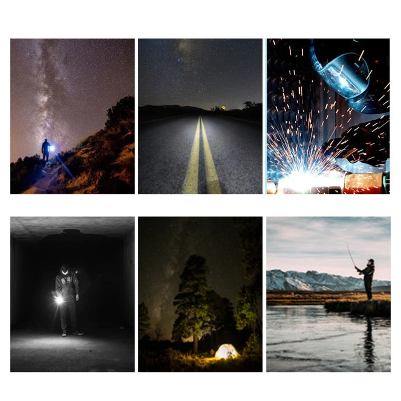 USB Rechargeable Led Five-Head Headlamp Super Bright 18650 Built-in Battery Headlight Portable Head Flashlight Fishing Lantern