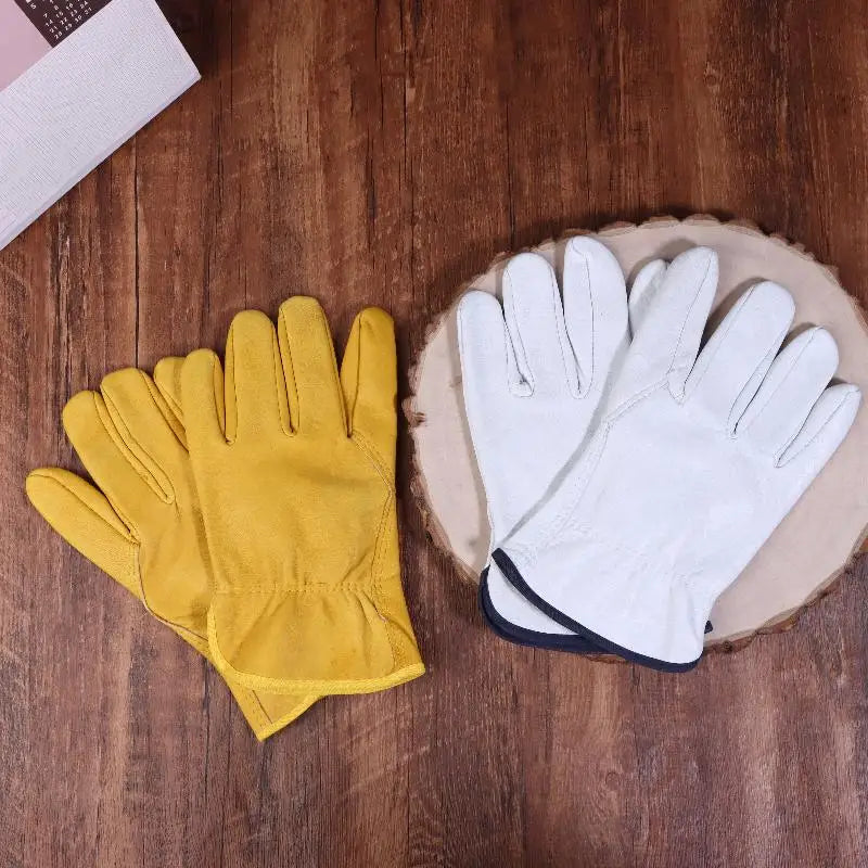 Work Gloves Sheepskin Leather Workers Work Welding Safety Protection Garden Sports Motorcycle Driver Wear-resistant Gloves