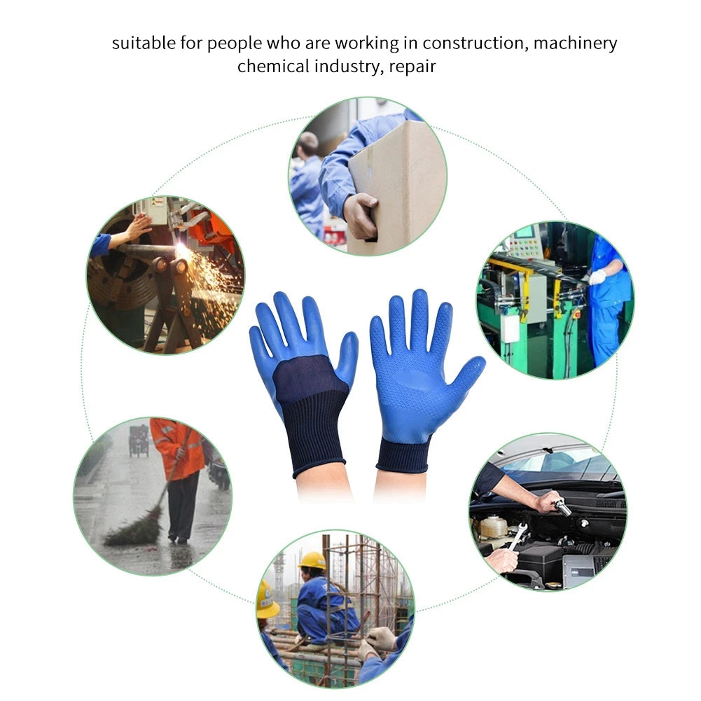 Labor  Gloves Anti slip Latex Labor  Work Gloves Wear Resistance Waterproof Safety Gloves Latex Work Waterproof Safety Gloves