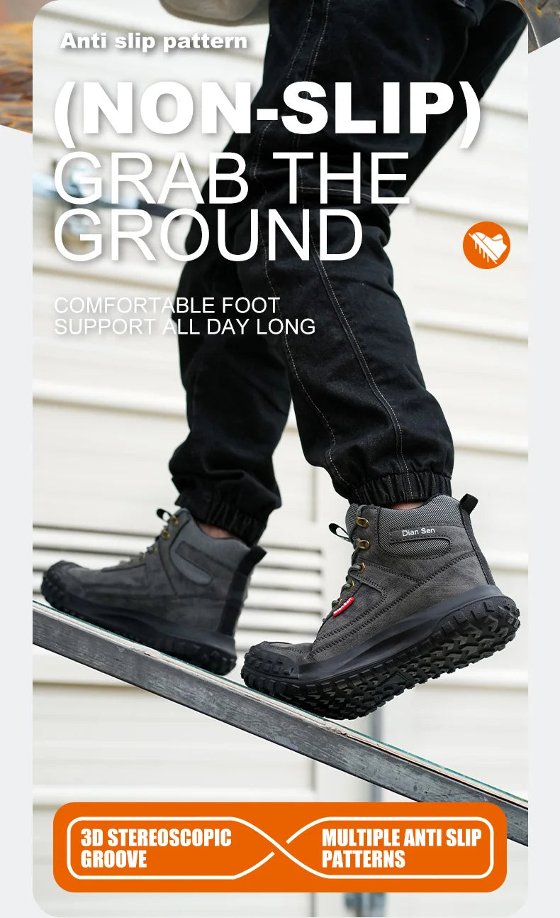 Men's Safety Work Boots Steel Toe Anti-smash Safety Shoes Wear-resisting Anti-Puncture Sole Fashionable Boots Forging Workshop