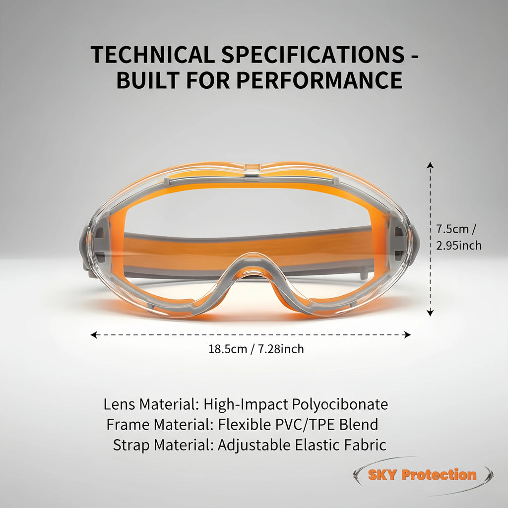 Safety Glasses Anti Fog Protective Eyewear, Splash Proof Dust Proof Windproof Goggles  for Work Lab Industrial, Clear Lens Silic