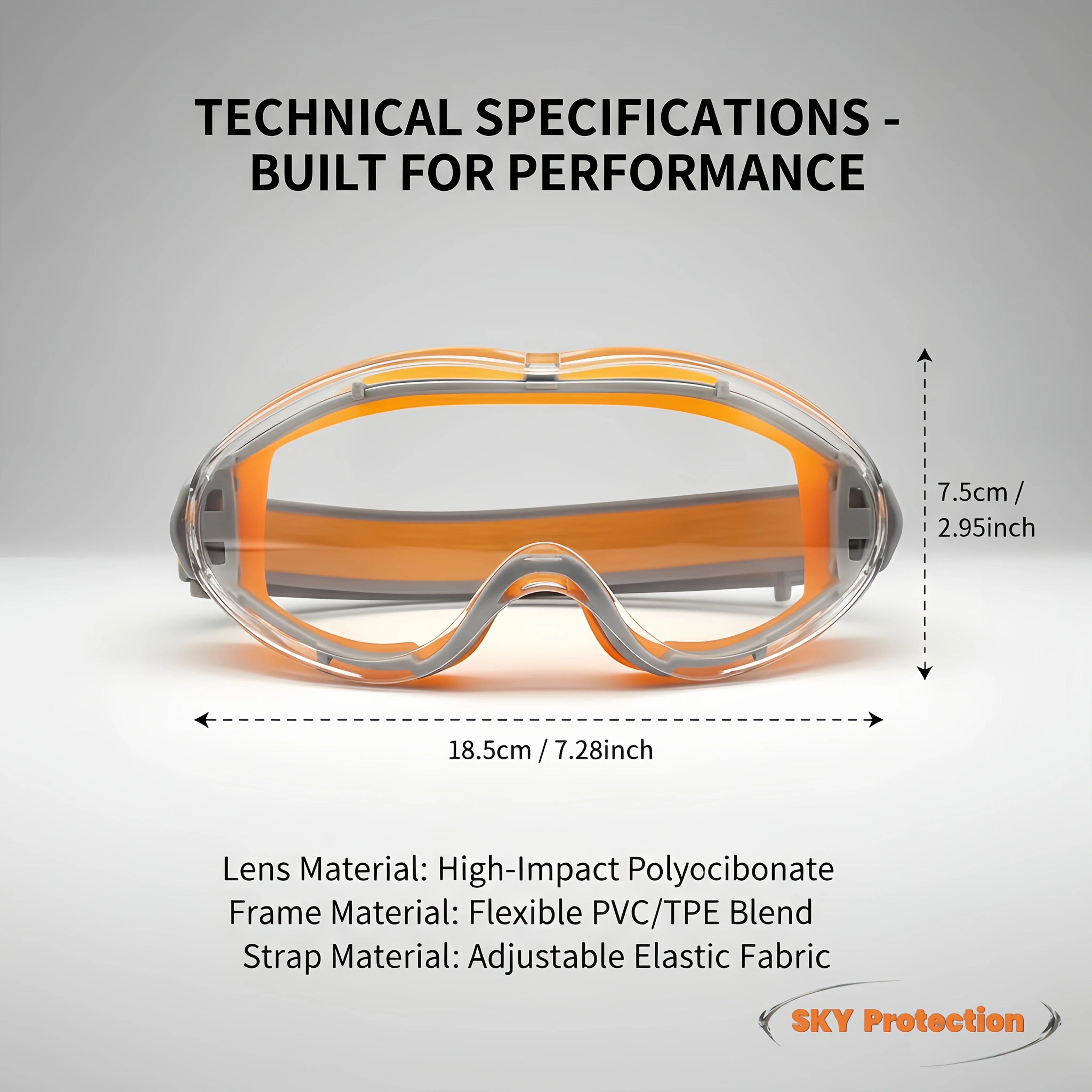 Safety Glasses Anti Fog Protective Eyewear, Splash Proof Dust Proof Windproof Goggles  for Work Lab Industrial, Clear Lens Silic