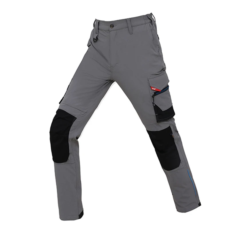 High-stretch Work Pants Multi Pockets Cargo Work Trousers Men with Reflective Stripes Hi Vis Workwear Pants with Knee Pads