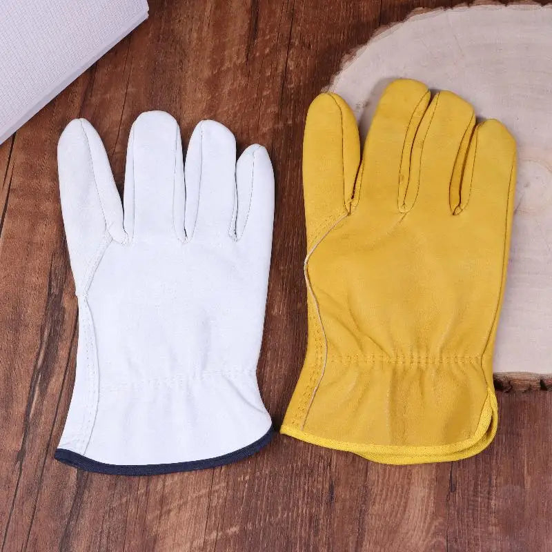 Work Gloves Sheepskin Leather Workers Work Welding Safety Protection Garden Sports Motorcycle Driver Wear-resistant Gloves