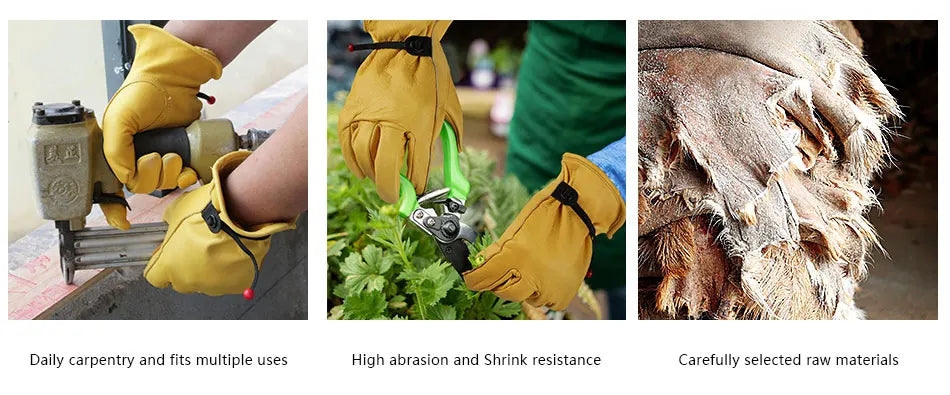 1 Pair Work Gloves Welding Working Gloves Cowhide Leather Palm Safety Protective Garden Mechanical Repaire Gloves Wear-resisting