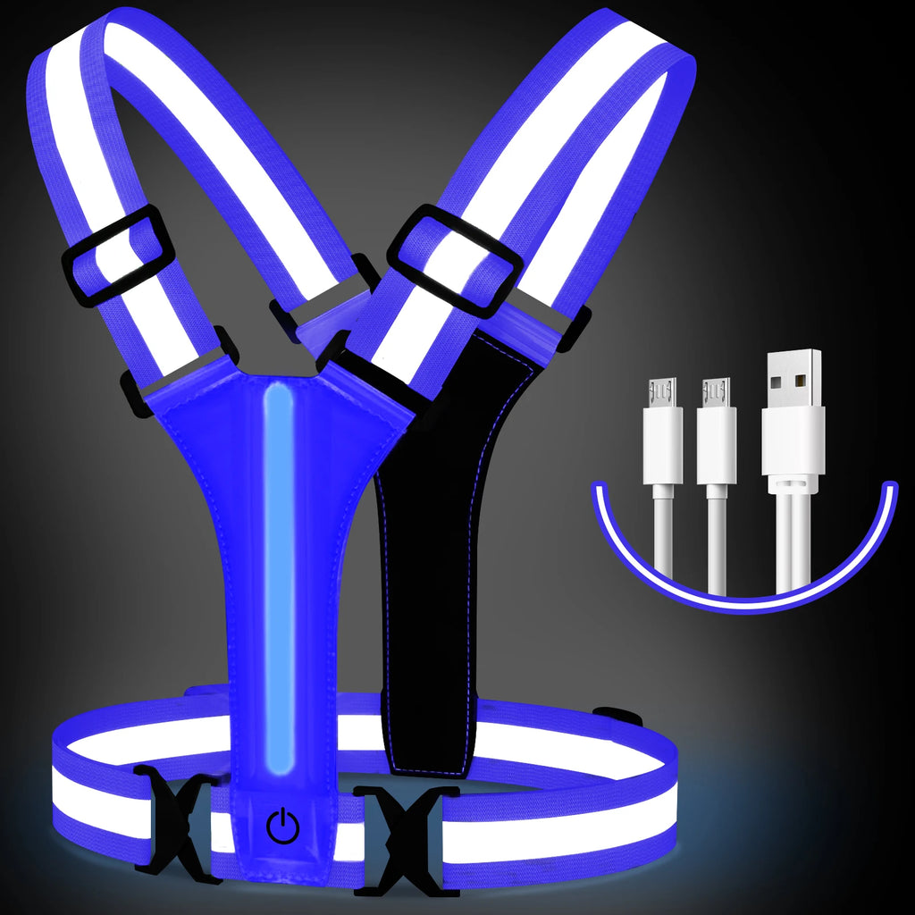 LED Reflective Vest Running Gear USB Rechargeable LED Light Up Vest High Visibility Running Lights for Jogging Running Walking