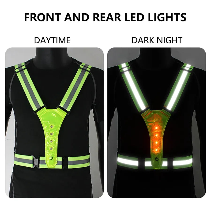 Adjustable Lightweight Safety Vest for Night Walking Running Cycling - Outdoor High Visibility Gear with Safety Straps
