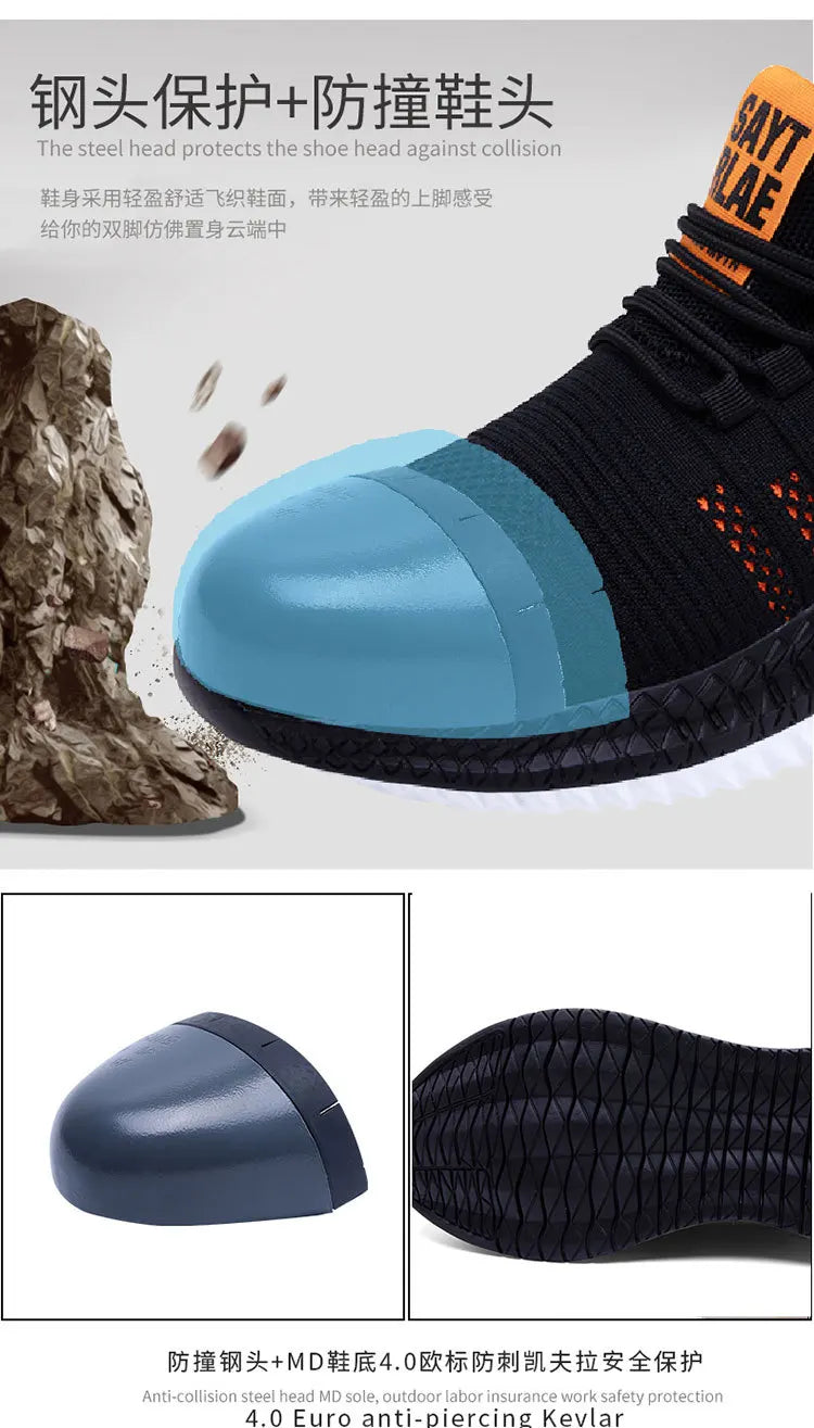 Safety Shoes New Steel-Toed Safety Shoes For Men And Women In Summer  Breathable Lightweight Smash-Proof And Puncture-Proof
