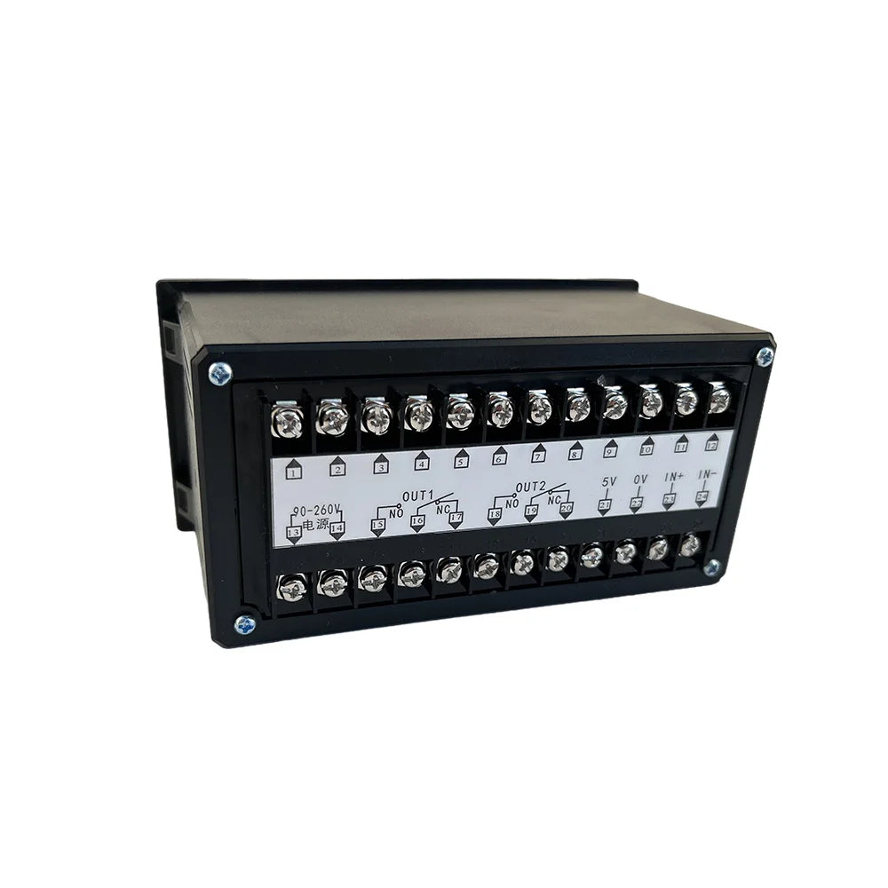 Industrial Force Measuring Indicator, 5V Sensor Supply + IN+/IN- Input, OUT1/OUT2 Relay Alarms, Dual Display 2 Relay Outputs,