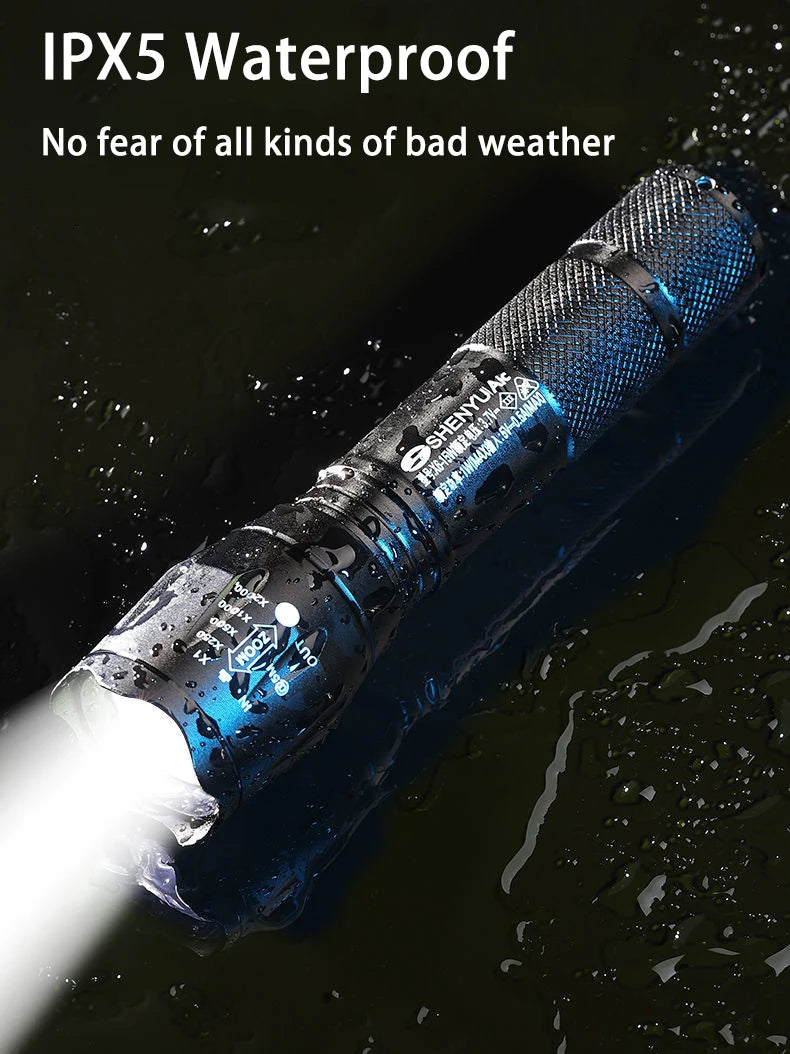 Powerful LED Flashlight Aluminum Alloy Portable Torch USB ReChargeable Outdoor Camping Tactical Flash Light