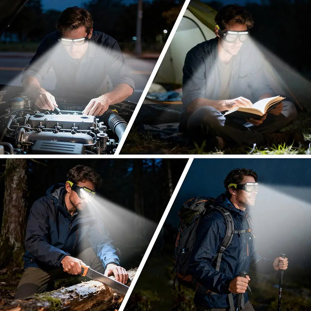 Headlamp With 2 Lens,Rechargeable LED Safety Glasses Headlights ,Detachable Sunglasses,Headlamp For Working,Riding,Night Fishing