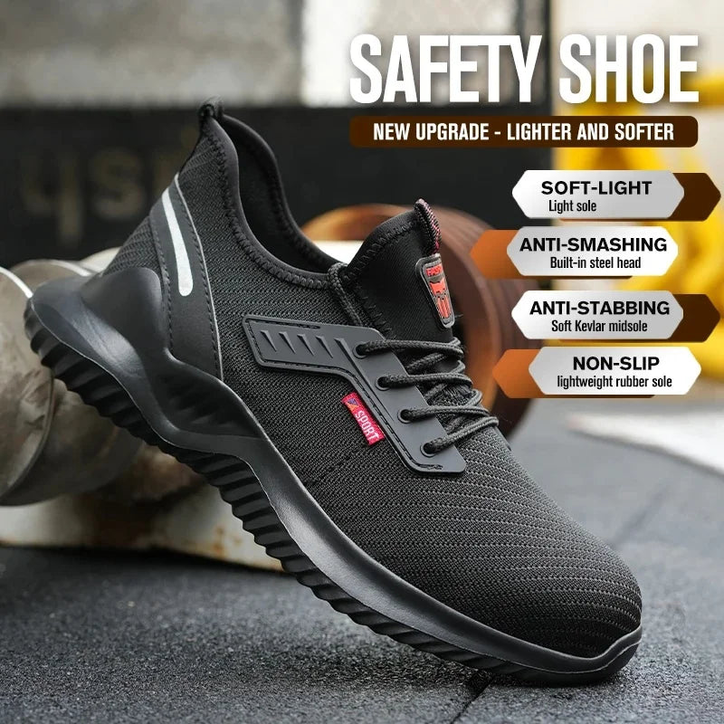 Men's Steel Toe Safety Boots Anti Smashing Work Shoes Safety Shoes Men's Work Anti Smashing Anti Slip Protection Safety Shoes